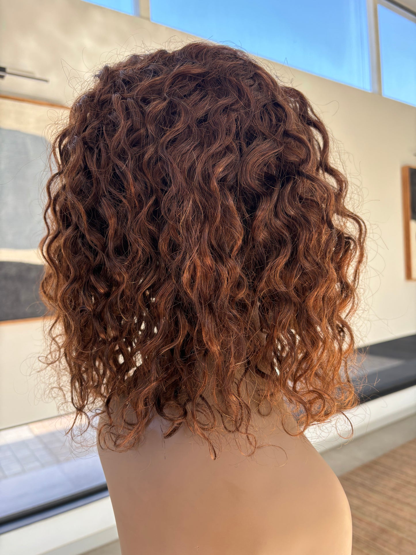 10 inch Water Wave Brown Brazilian Remy Grade Human Hair Wig